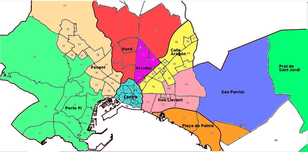 Mapa micro de Palma: calles que suben o bajan el valor